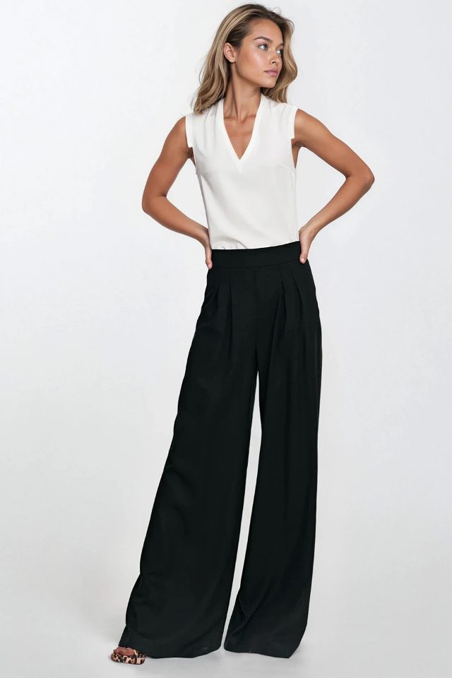 Viscose palazzo broek – zwart
