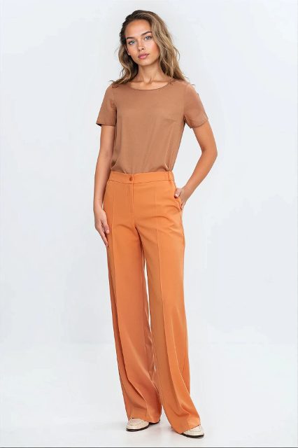 Nife basic blouse met korte mouwen – karamel