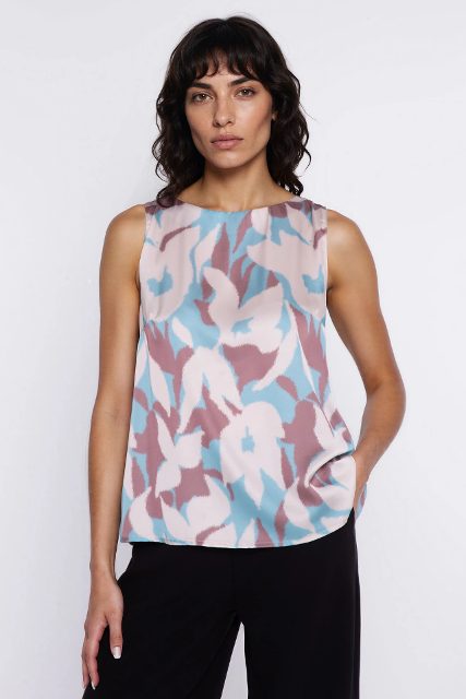 Nife mouwloze blouse met print – flowers