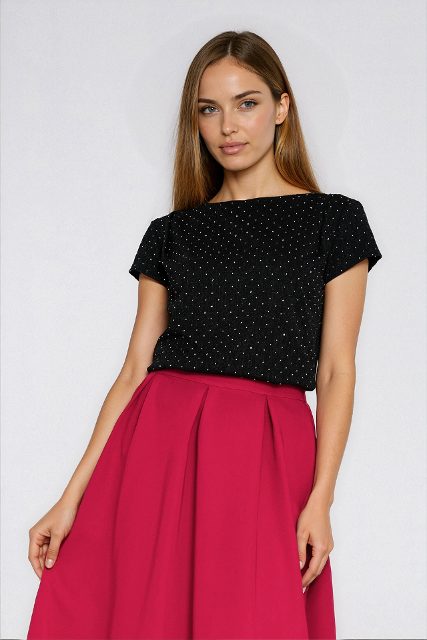 Nife blouse met gerimpelde schouders – zilver
