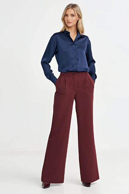 Nife wijde broek – claret