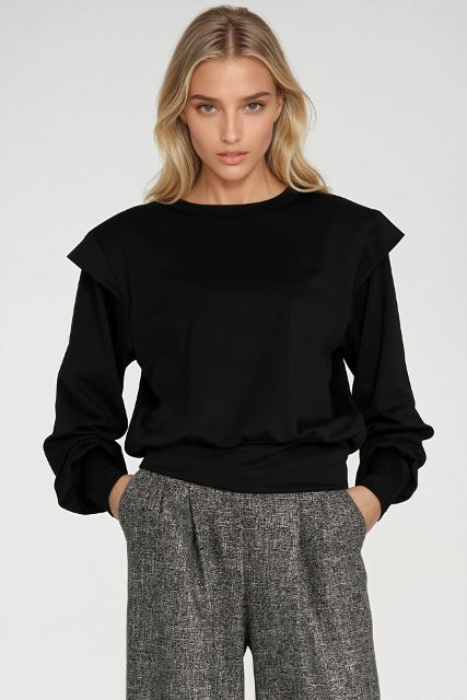 Nife geribde sweater – zwart