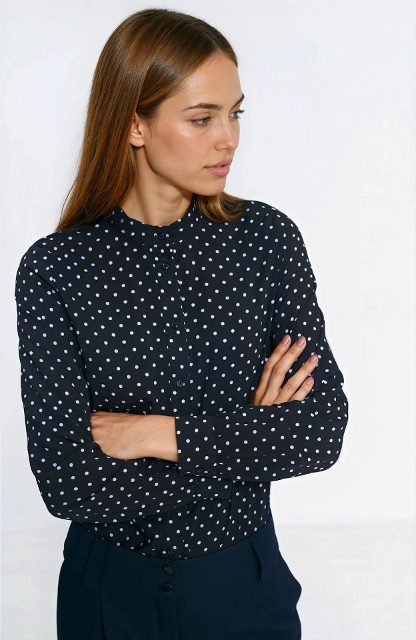 Nife viscose blouse met stippen – zwart