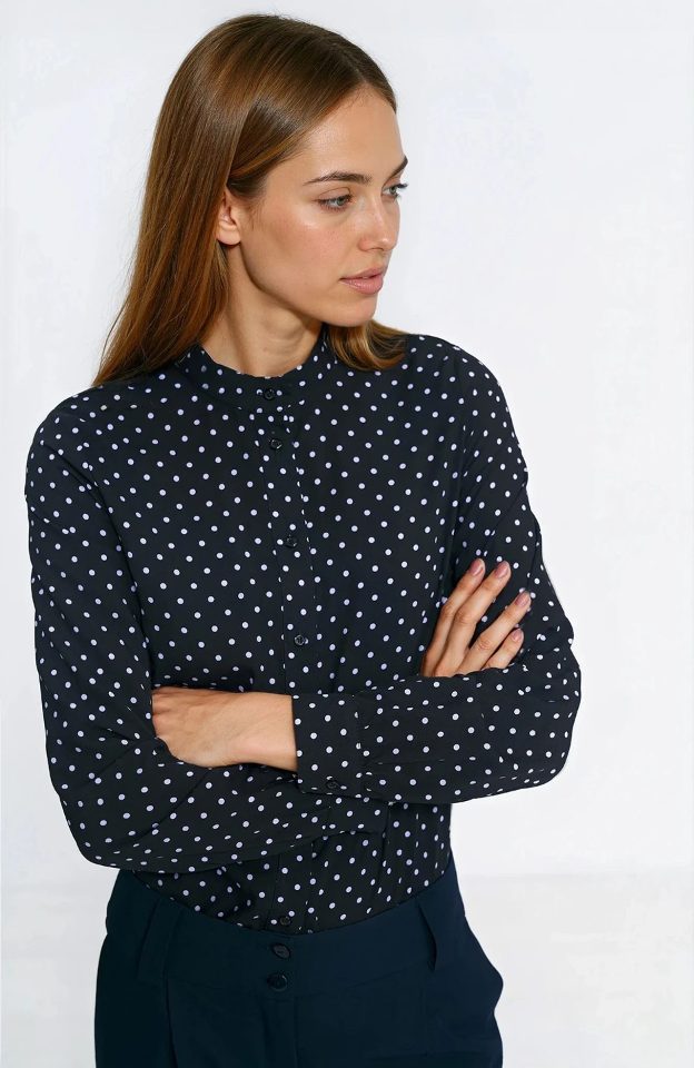 Nife viscose blouse met stippen – zwart
