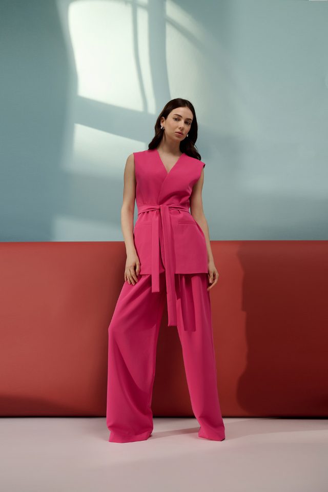 Geplooide wijde broek – roze