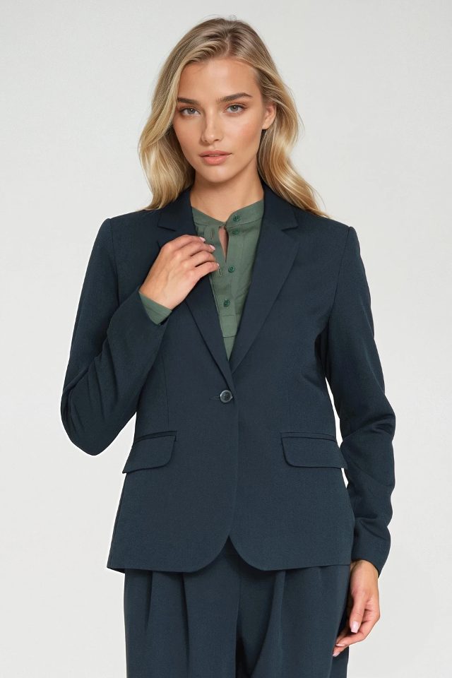 Polyester blazer – marineblauw
