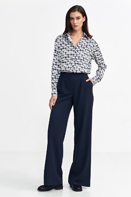 Nife wijde broek – marineblauw