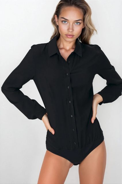 Nife viscose bodyblouse – zwart