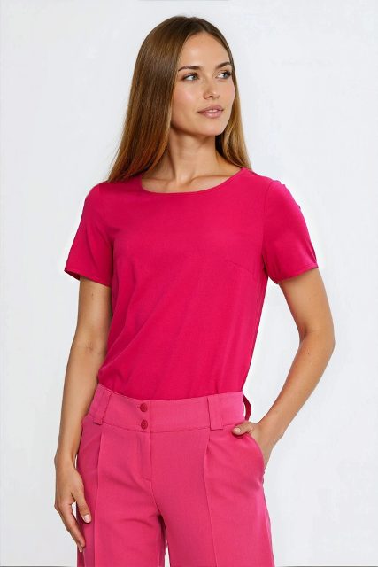Nife basic blouse met korte mouwen – fuchsia