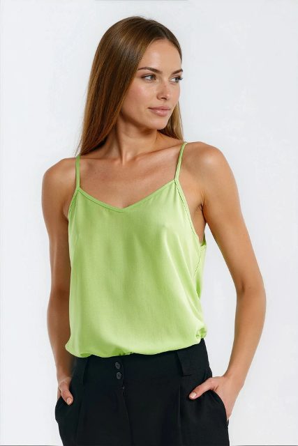 Nife basic blouse met bandjes – lime
