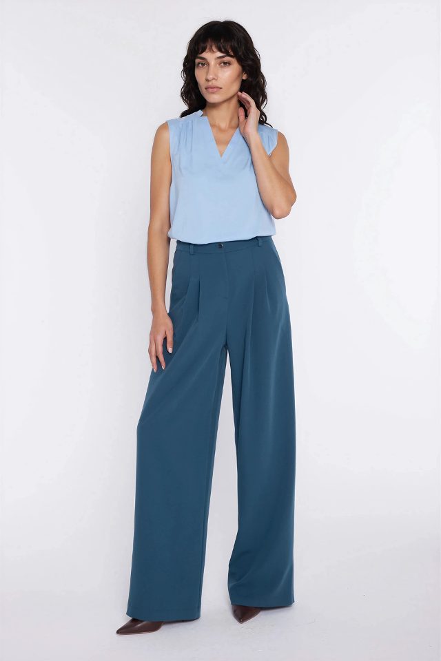Wijde broek – azuurblauw