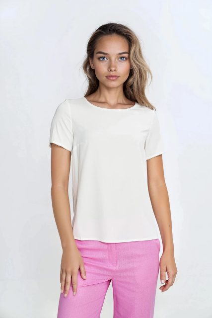 Nife basis blouse met korte mouwen – ecru