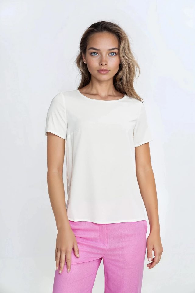 Nife basis blouse met korte mouwen – ecru