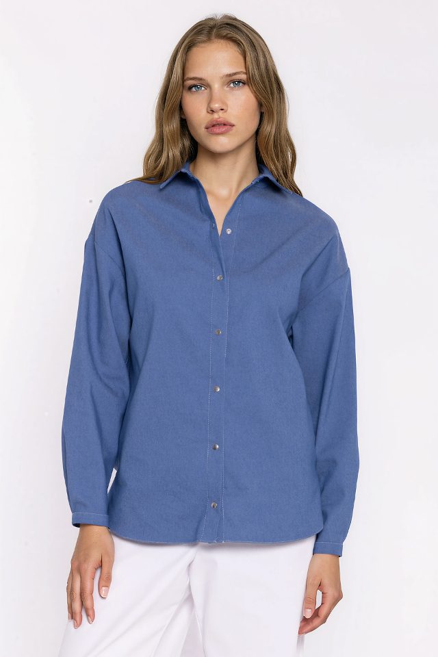Nife oversized polyester blouse – blauw