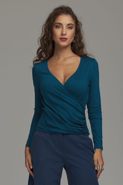 Nife blouse met overslag – emerald