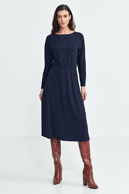 Nife viscose jurk – marineblauw