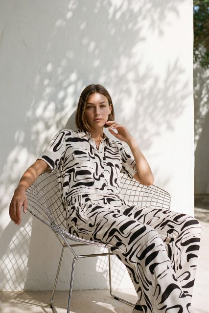 Nife viscose blouse met kraag met print – pattern