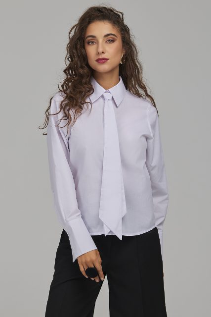 Nife blouse met strikje om de nek – wit