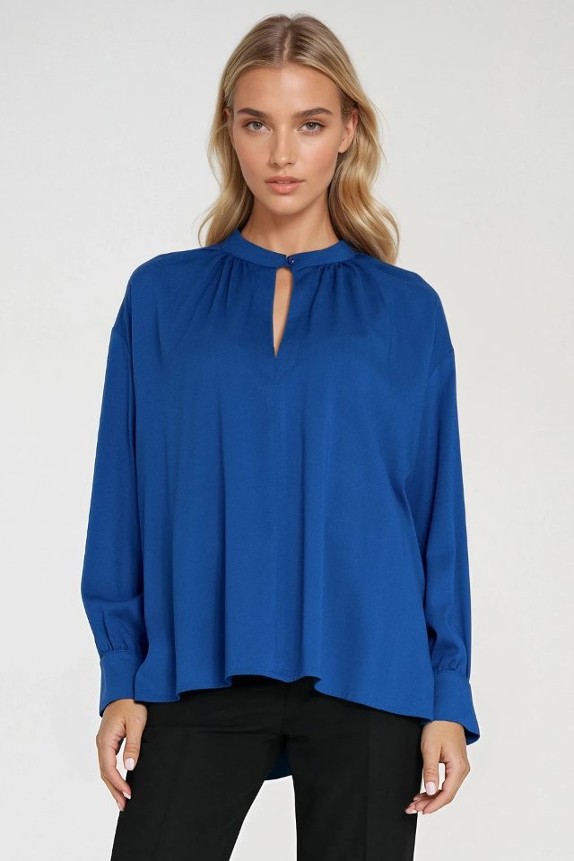 Nife oversized viscose blouse – blauw