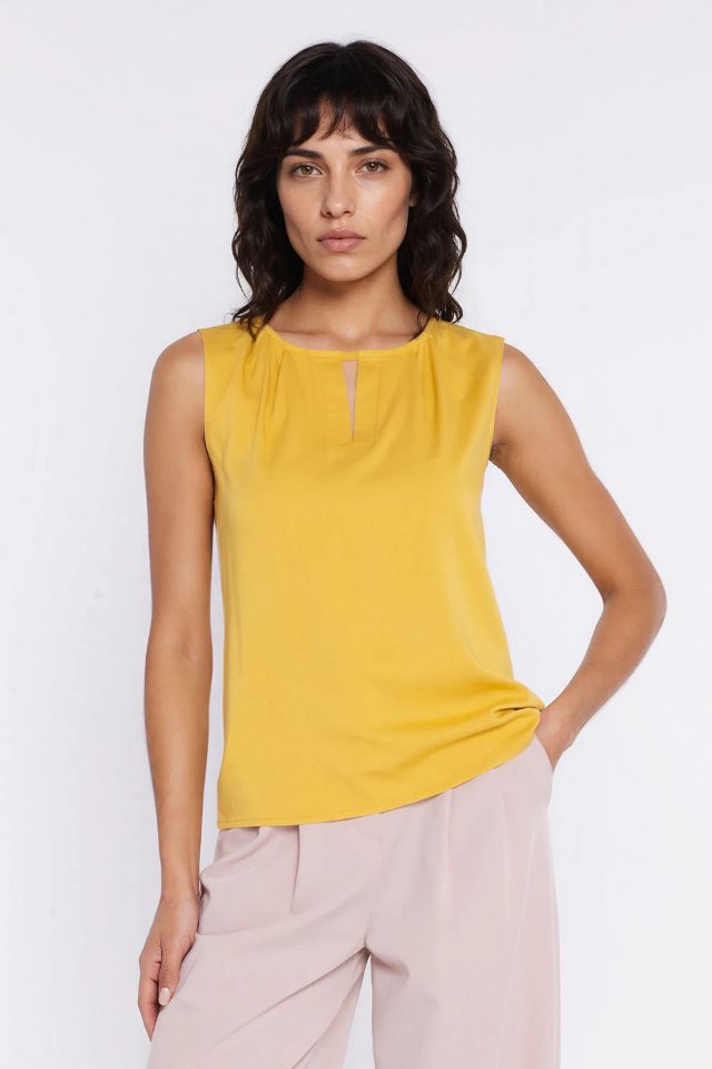Nife blouse met sierhals – geel