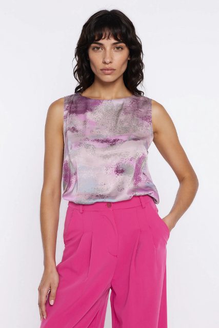 Nife polyester mouwloze blouse met print – pattern
