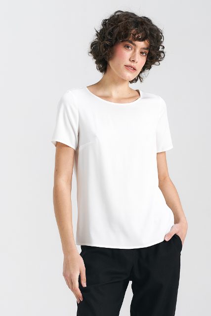 Nife basis blouse met korte mouwen – ecru