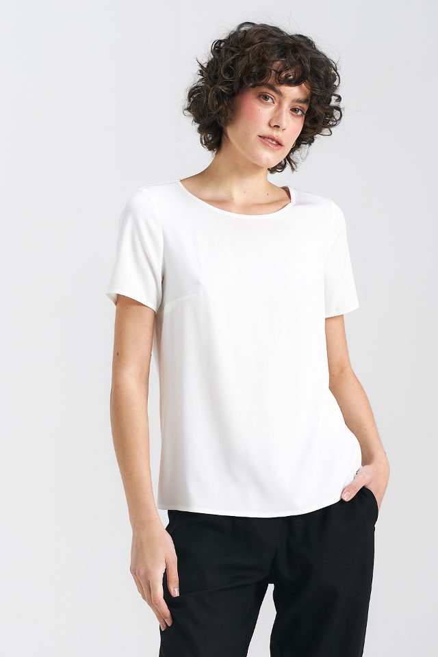 Nife basis blouse met korte mouwen – ecru