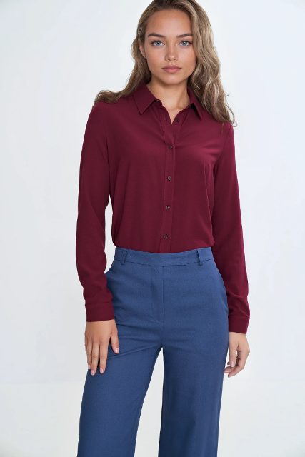 Nife viscose klassieke blouse – claret