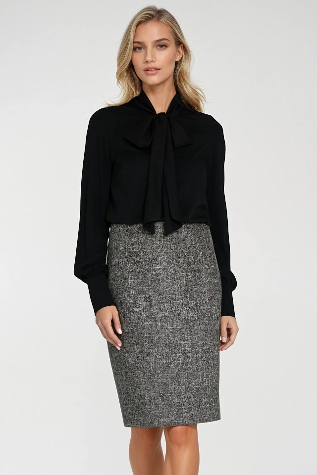 Nife blouse met strik – zwart