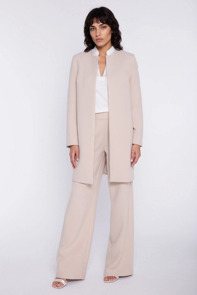 Rechte lange jas – beige