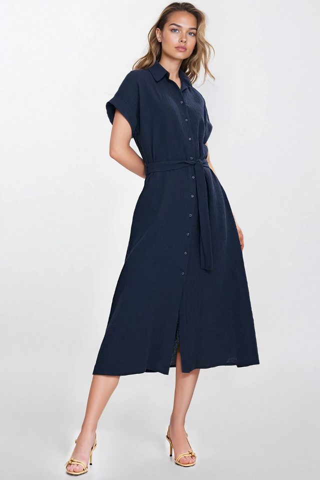 Katoenen blouse – marineblauw