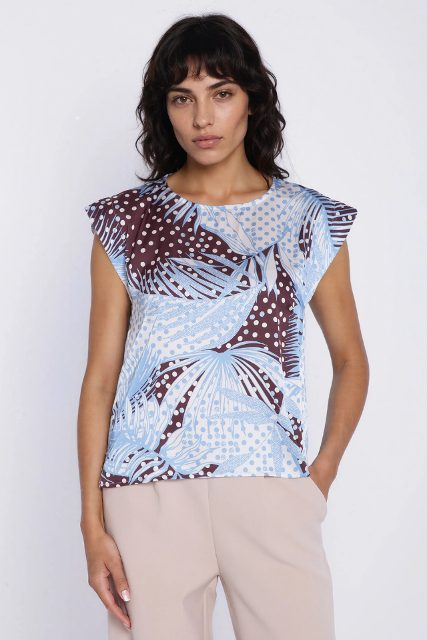 Nife blouse met kimonomouwen met print – leafs