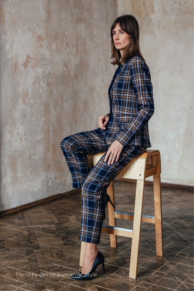 Broek – navy blue/checkered