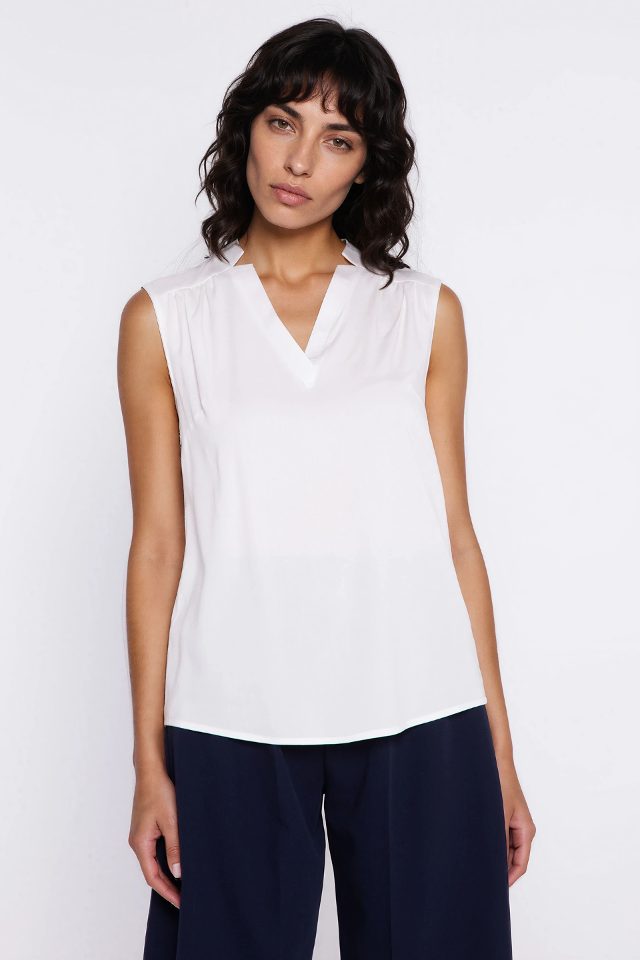 Nife V-hals blouse – ecru
