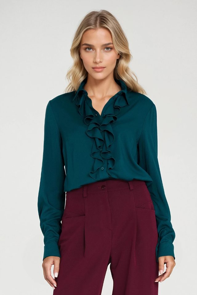 Nife blouse met ruches – emerald
