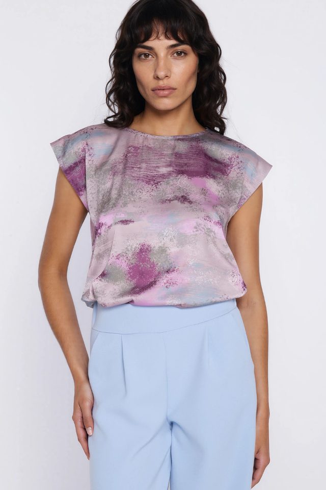 Nife polyester blouse met kimonomouwen met print – pattern