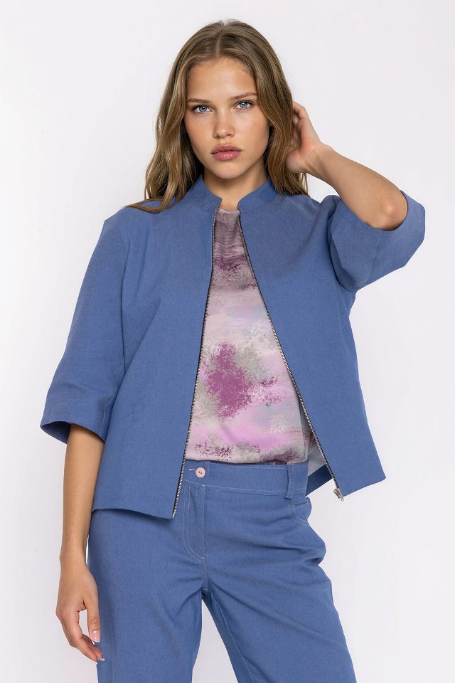 Polyester jas – blauw