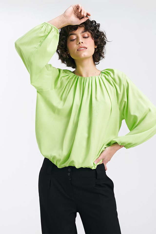 Nife blouse met sierhals – lime