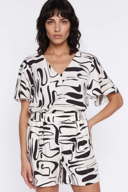Nife viscose blouse met print – pattern